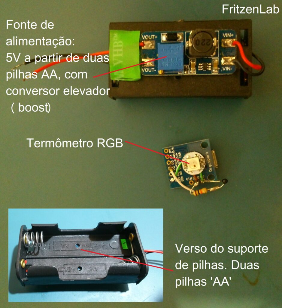 Sugestão de montagem do termômetro com NTC e LED RGB