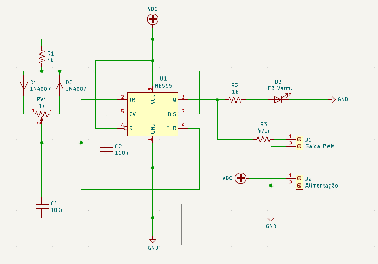 Diagrama esquemático do gerador PWM com 555