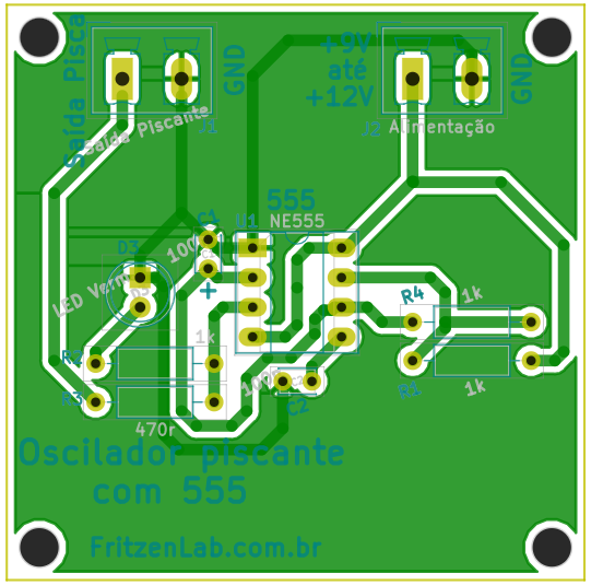 Placa de circuito impresso oscilador 555