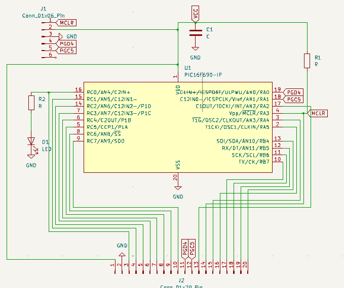 Diagrama esquemático PIC16F690