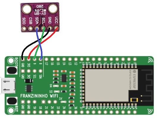 Diagrama esquemático, BMP280 com ESP32-S2 Franzininho