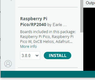 Selecione a opção "Raspberry Pi Pico/RP2040"