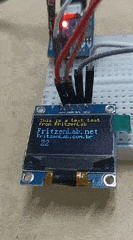 Gif do display OLED 0.96 mostrando mensagem