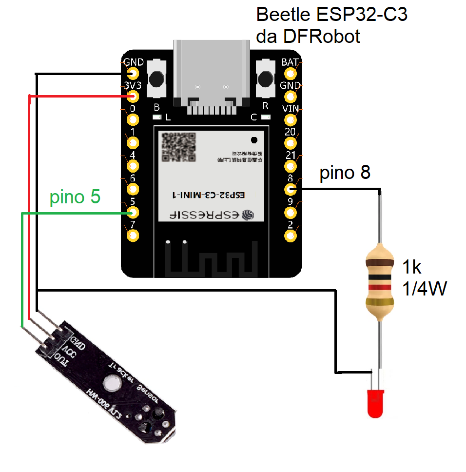 Esquema de ligação da placa ESP32-C3