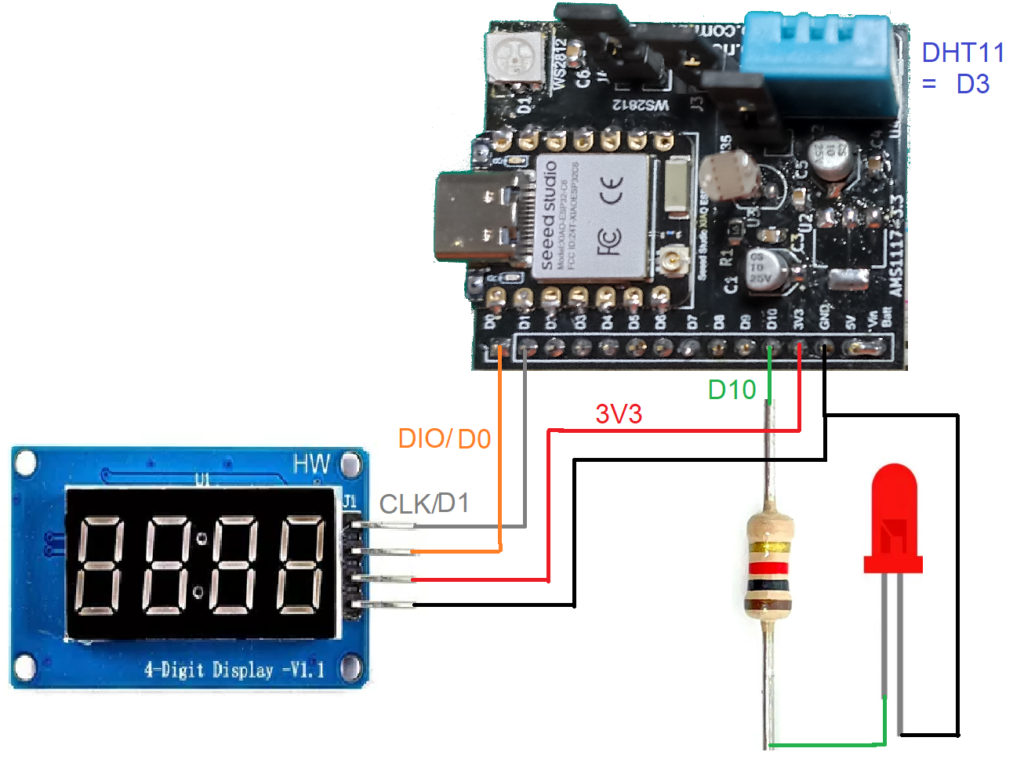 Projeto de termômetro com ESP32-C6, DHT11 e display TM1637