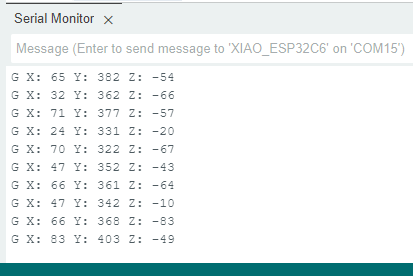 Leituras do giroscópio no monitor serial da IDE do Arduino