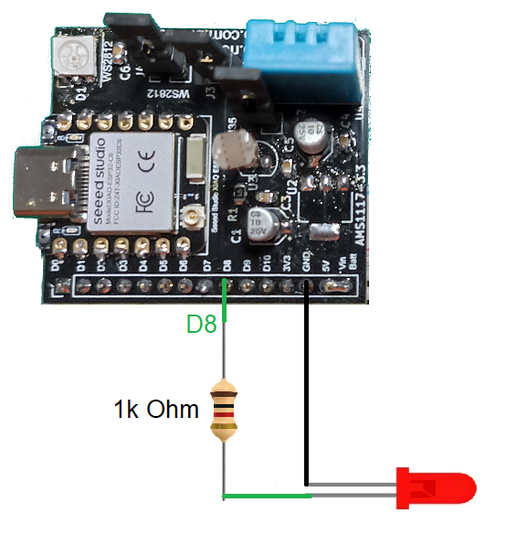 Diagrama esquemático do ESP32-C6 com LED e PWM