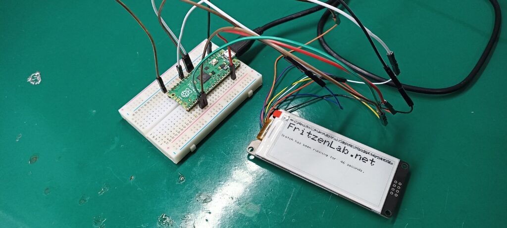 Montagem do e-paper com Pi Pico em protoboard