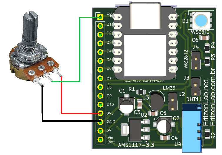 ESP32 com potenciômetro na entrada analógica