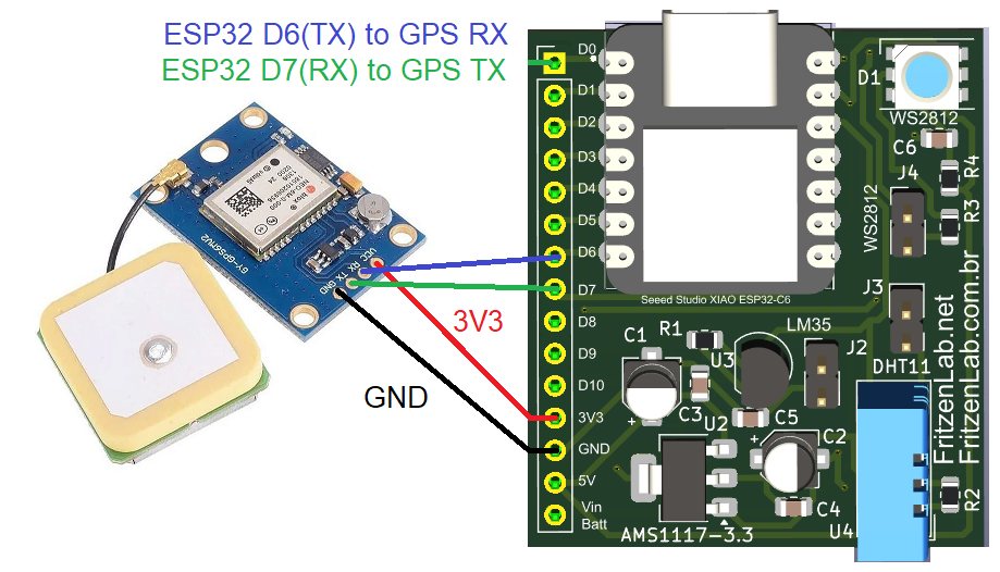 módulo GPS NEO-6M com ESP32-C6