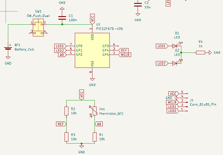 Diagrama esquemático da leitura analógica com PIC12F675