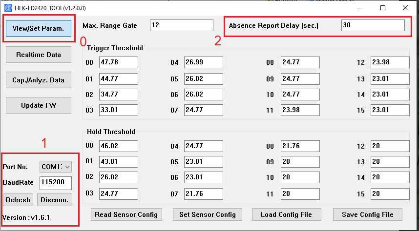 Tela do HLK-LD2420 Tool