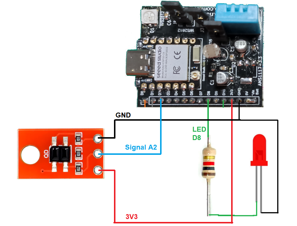 Diagrama esquemático - QRE1113 e ESP32-C6