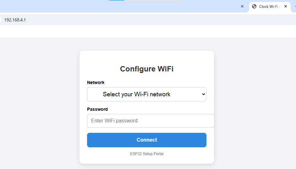 Página de configuração de Wi-Fi