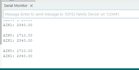 Monitor serial com ESP32 e ADS1115