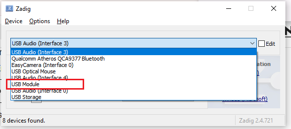 Placa Ch552 no software Zadig