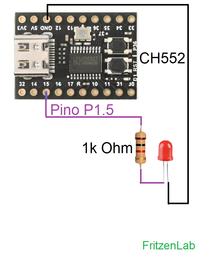diagrama esquemático para gerar PWM com CH552
